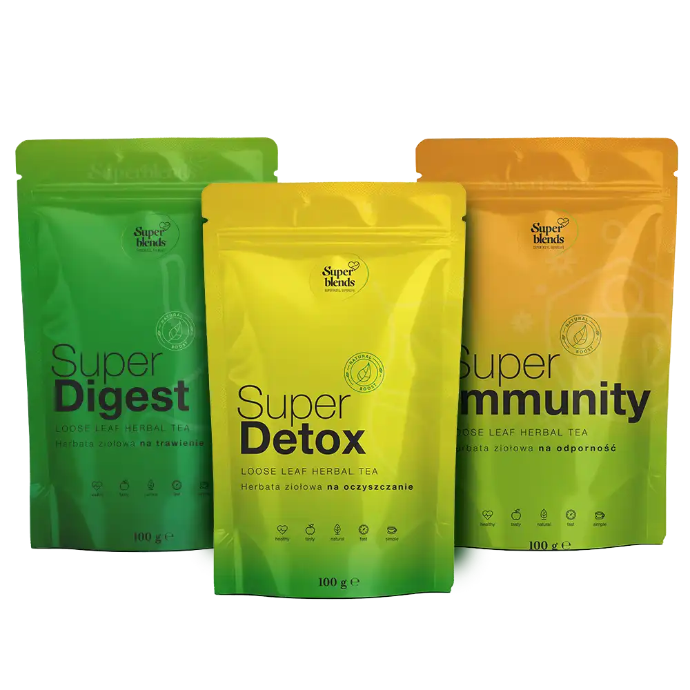 Zestaw Super DETOX: trzy torebki 100 g — Super DIGEST, Super DETOX i Super IMMUNITY