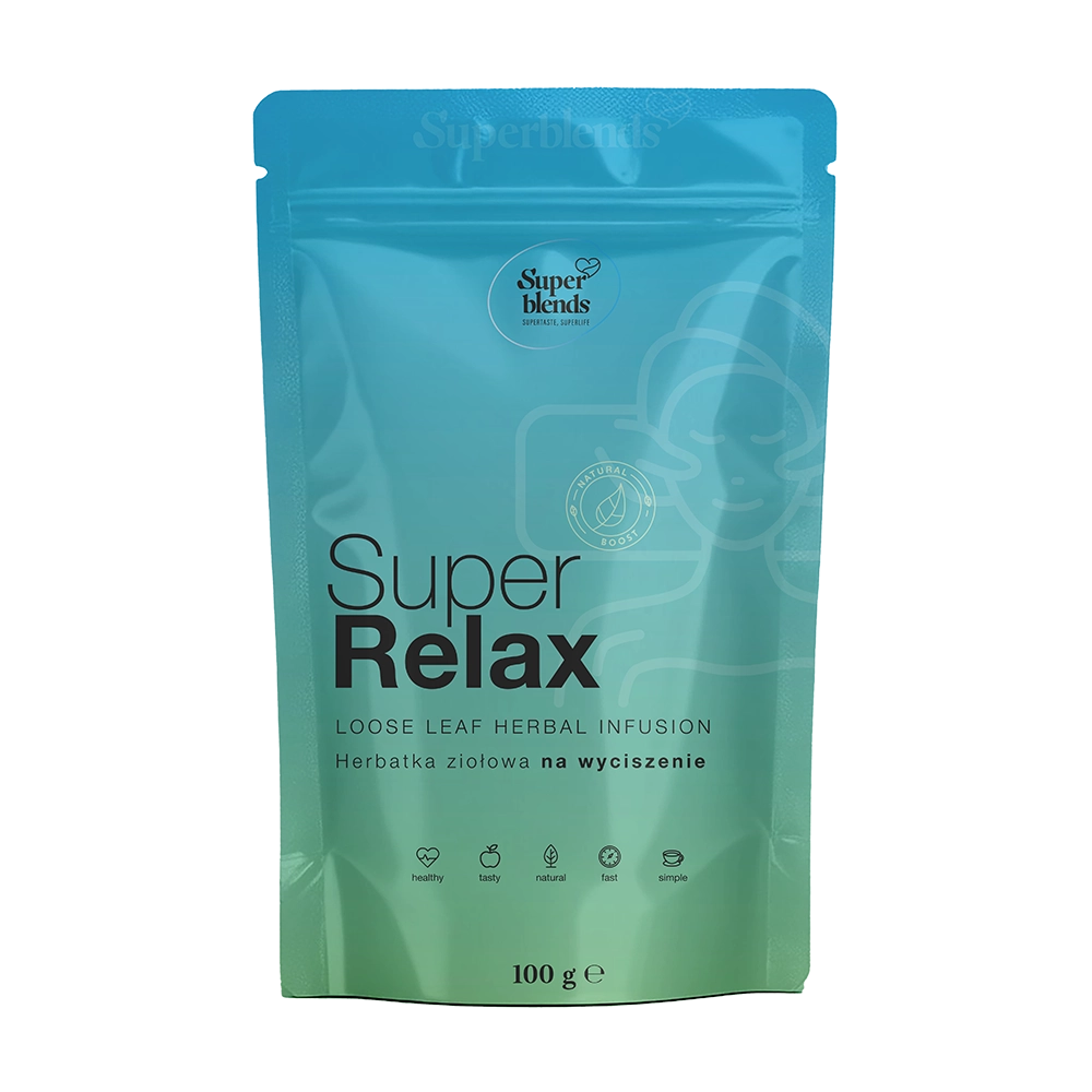 Super RELAX — turkusowa torebka 100 g, herbatka ziołowa