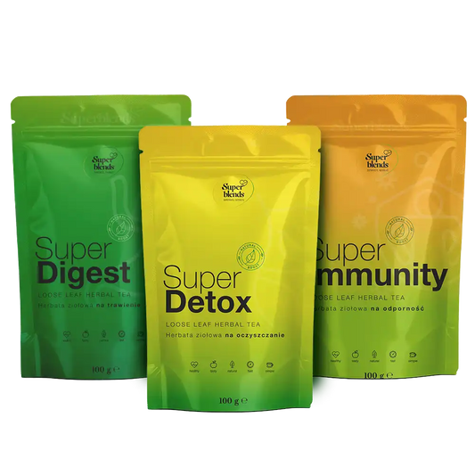 Zestaw Super DETOX: trzy torebki 100 g — Super DIGEST, Super DETOX i Super IMMUNITY