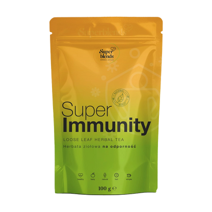 Super IMMUNITY — pomarańczowo-zielona torebka 100 g, mieszanka zielonej herbaty i ziół