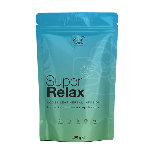 Super RELAX — turkusowa torebka 100 g, herbatka ziołowa