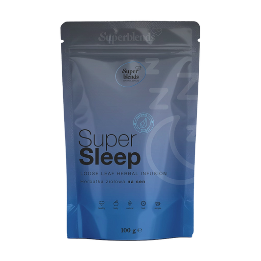 Super SLEEP — granatowo-niebieska torebka 100 g, herbatka ziołowa