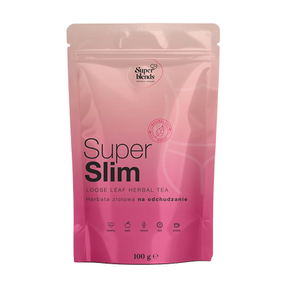 Super SLIM — różowa torebka 100 g, mieszanka zielonej herbaty i ziół