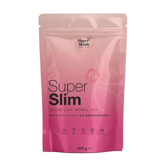 Super SLIM — różowa torebka 100 g, mieszanka zielonej herbaty i ziół