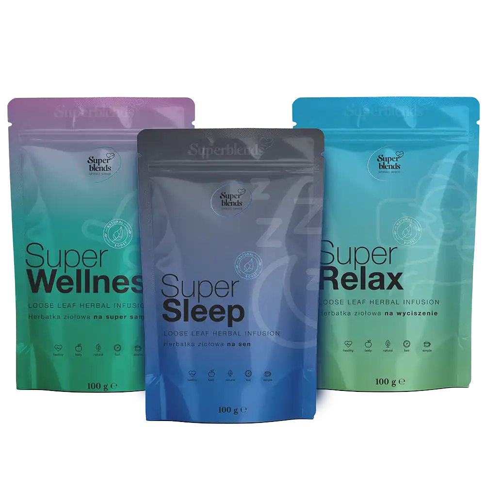 Zestaw Super RELAX: trzy torebki 100 g — Super WELLNESS, Super SLEEP i Super RELAX